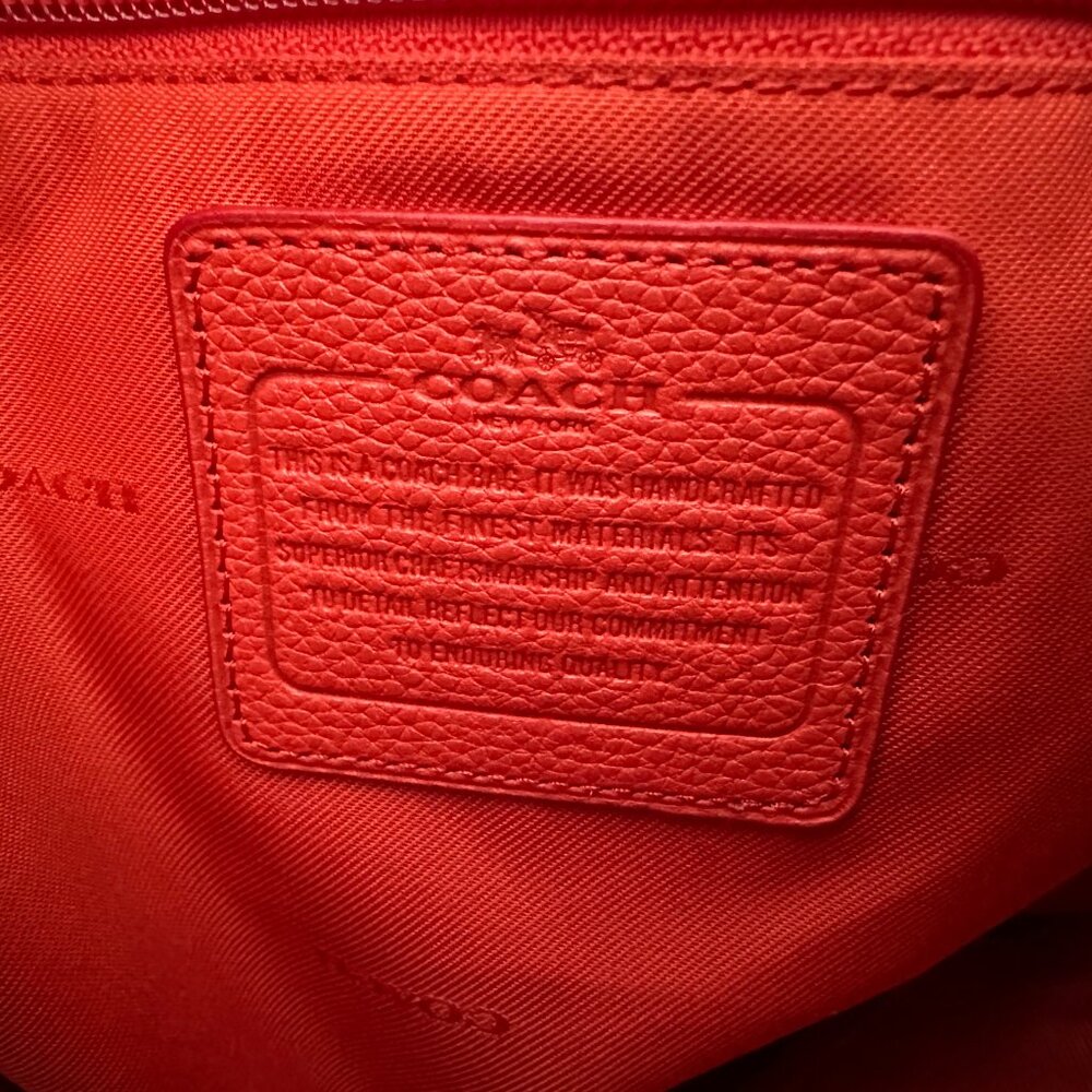 Coach Large Orange-Red Leather Shoulder Bag 35775 - Picture 13 of 16